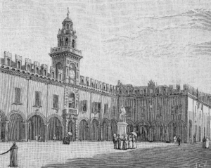 disegno piazza del guercino Mansarda open space, dormire a Cento